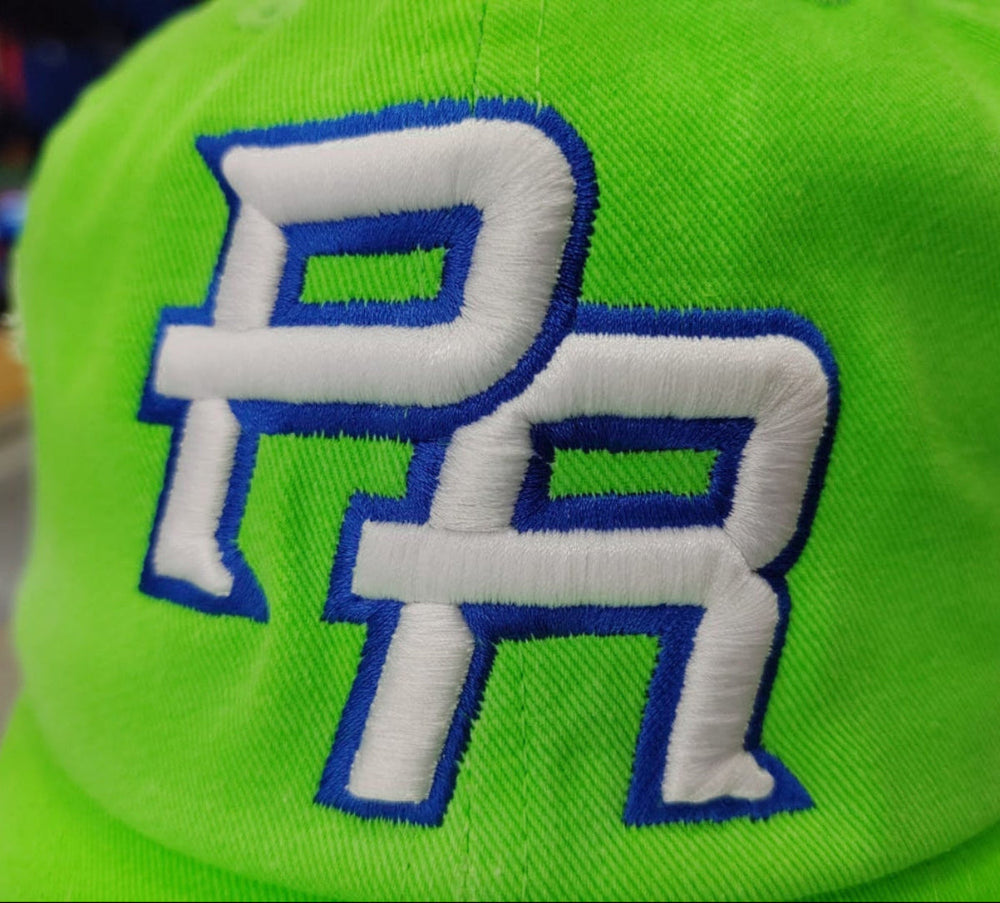 Peligro Sports Vintage Hat in Neon Green with PR Logo